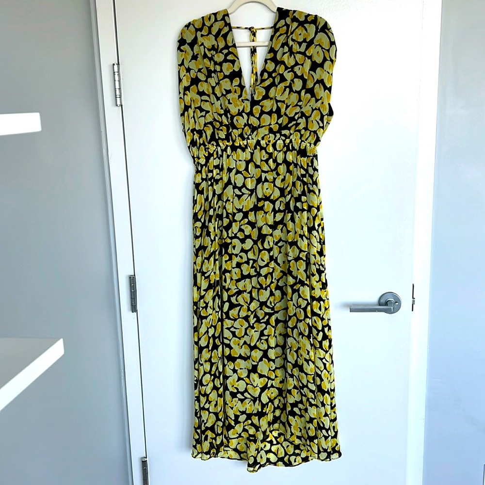 & Other Stories yellow/black midi dress